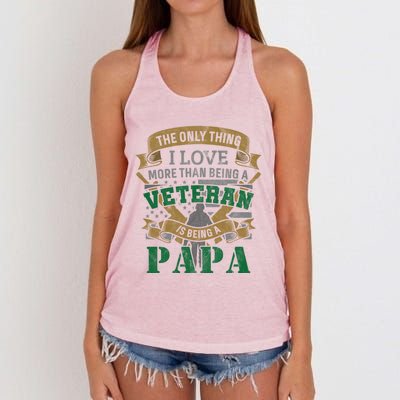 Vietnam Veteran Papa Fathers Day Gift Women's Knotted Racerback Tank