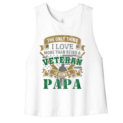 Vietnam Veteran Papa Fathers Day Gift Women's Racerback Cropped Tank