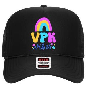 Vpk Vibes Prek Vpk Teacher And Vpk Student High Crown Mesh Back Trucker Hat