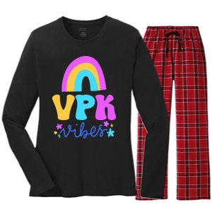 Vpk Vibes Prek Vpk Teacher And Vpk Student Women's Long Sleeve Flannel Pajama Set 