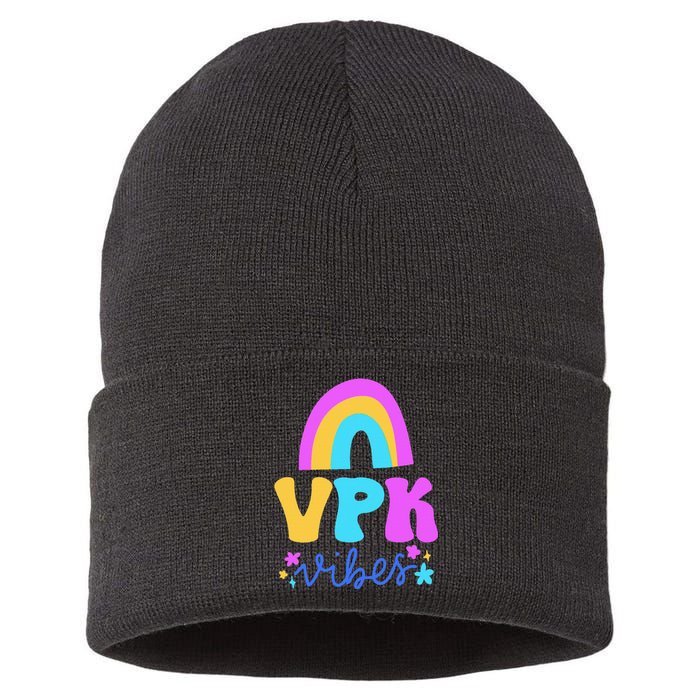 Vpk Vibes Prek Vpk Teacher And Vpk Student Sustainable Knit Beanie