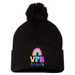 Vpk Vibes Prek Vpk Teacher And Vpk Student Pom Pom 12in Knit Beanie