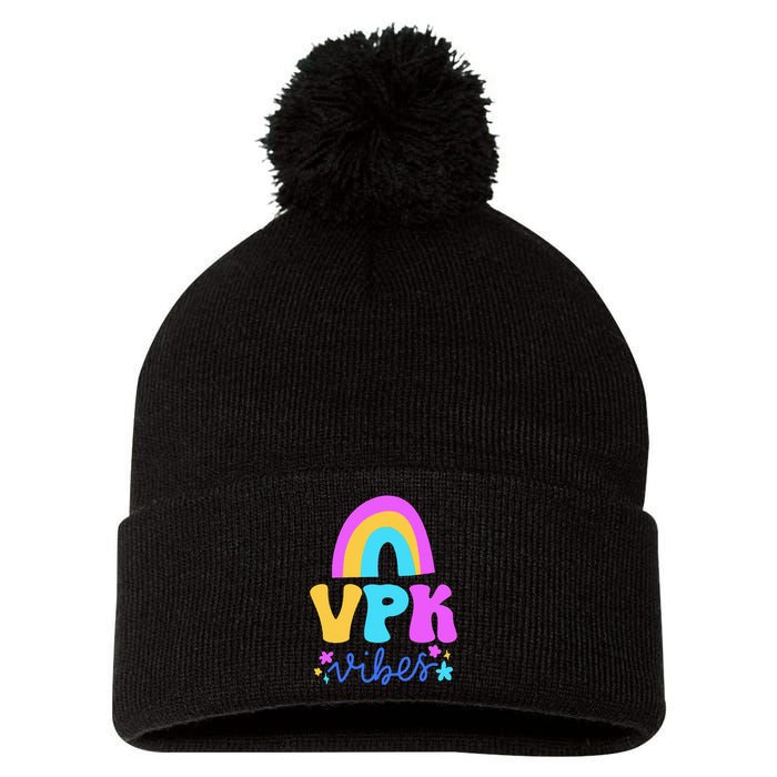 Vpk Vibes Prek Vpk Teacher And Vpk Student Pom Pom 12in Knit Beanie