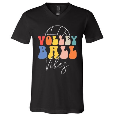 Volleyball Vibes Retro Hippie Volleyball Gift V-Neck T-Shirt