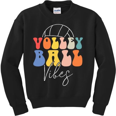 Volleyball Vibes Retro Hippie Volleyball Gift Kids Sweatshirt