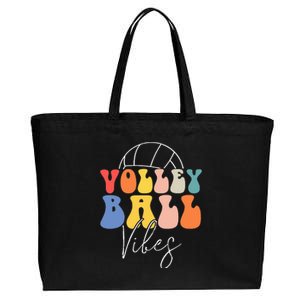 Volleyball Vibes Retro Hippie Volleyball Gift Cotton Canvas Jumbo Tote