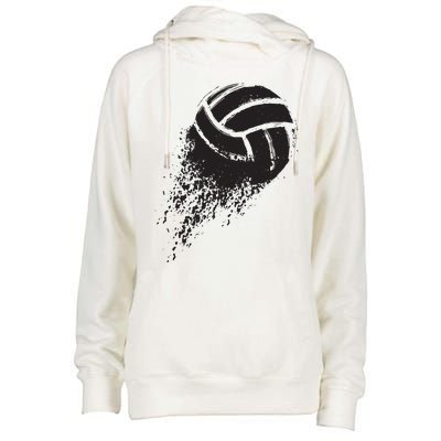 Volleyball Vintage Retro Sports Volleyball Player Womens Funnel Neck Pullover Hood