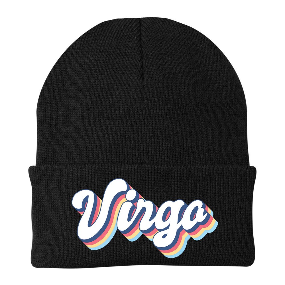 Virgo Vintage Retro Zodiac Sign Virgo Constellation Design Beanie