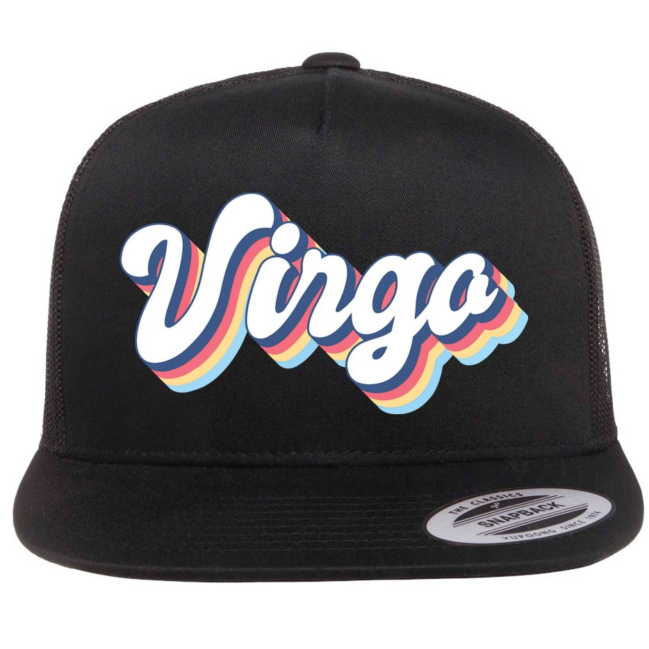 Virgo Vintage Retro Zodiac Sign Virgo Constellation Design Flat Bill Trucker Hat