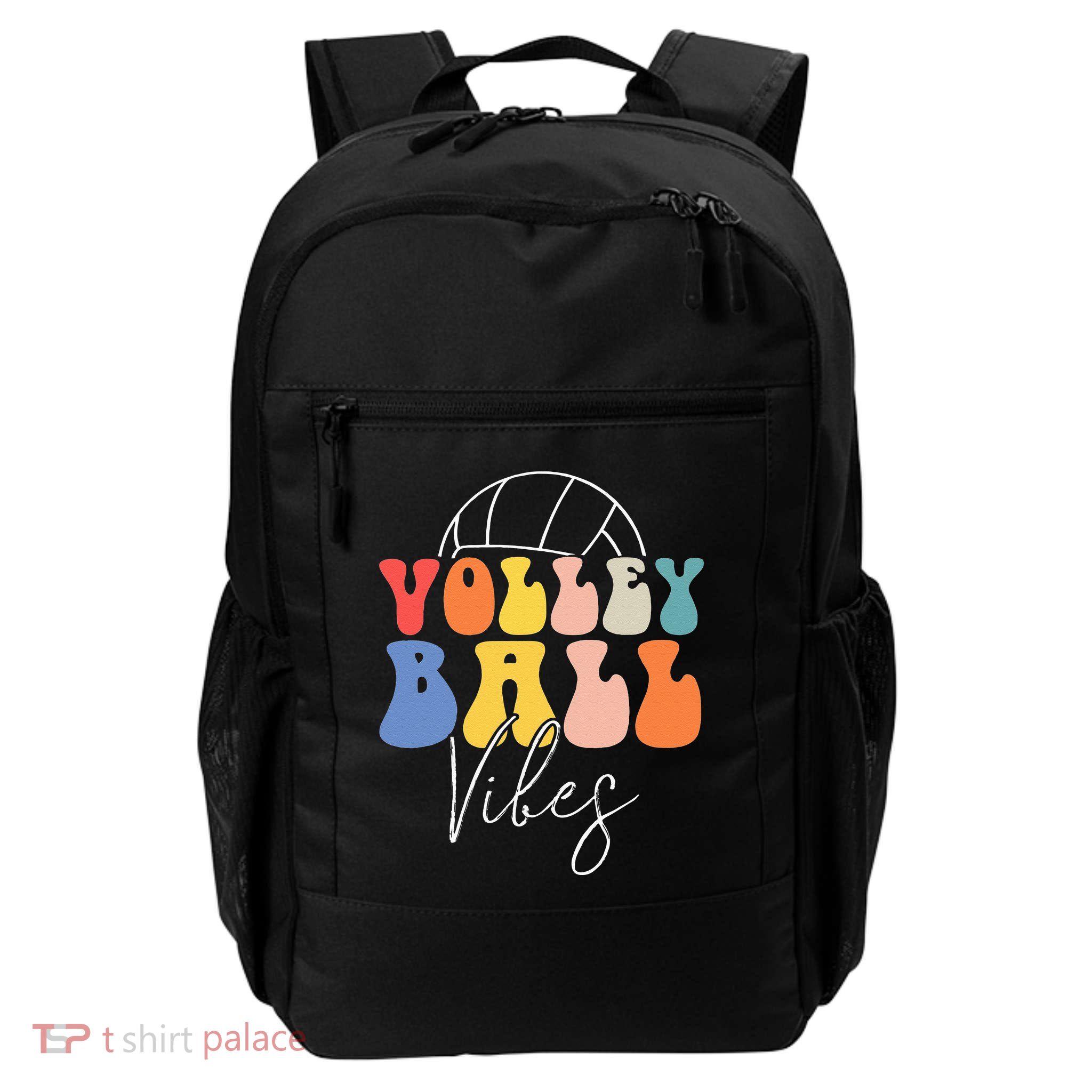 Volleyball Vibes Retro Hippie Volleyball Gift For Women Girl Backpack