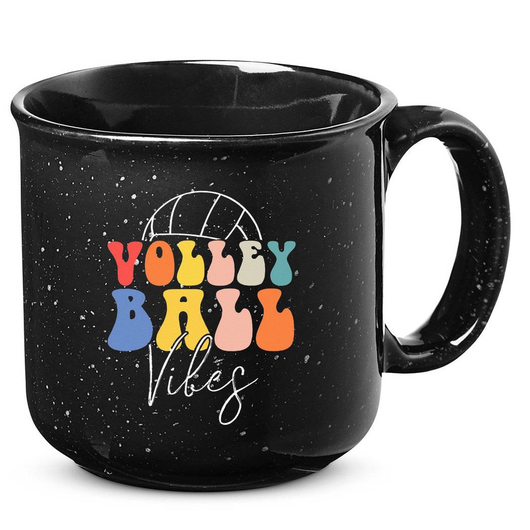 Volleyball Vibes Retro Hippie Volleyball Gift For Women Girl 15oz Campfire Ceramic Mug