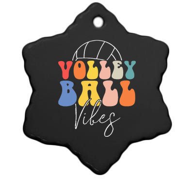 Volleyball Vibes Retro Hippie Volleyball Gift For Women Girl Ceramic Star Ornament