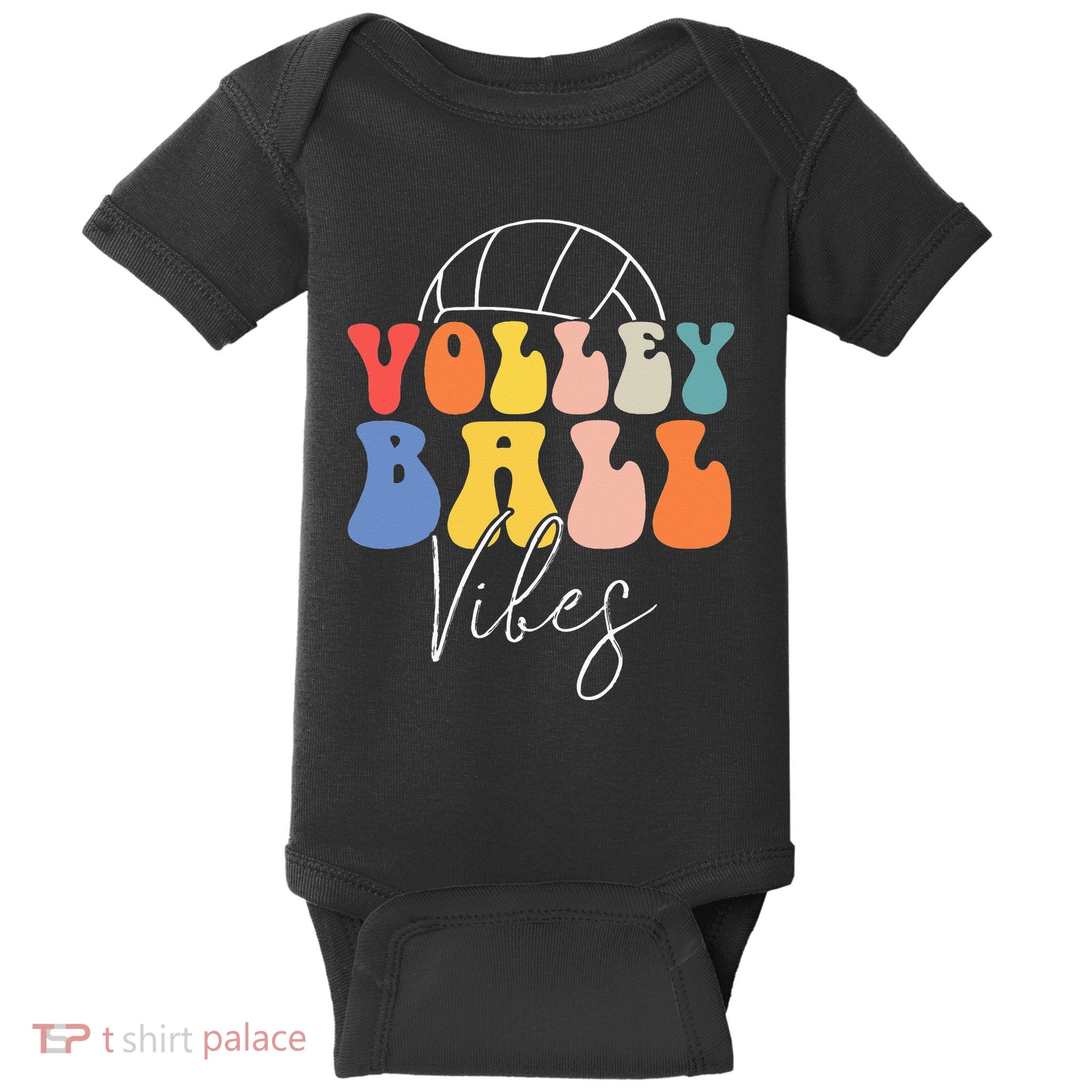 Volleyball Vibes Retro Hippie Volleyball Gift For Women Girl Baby Bodysuit