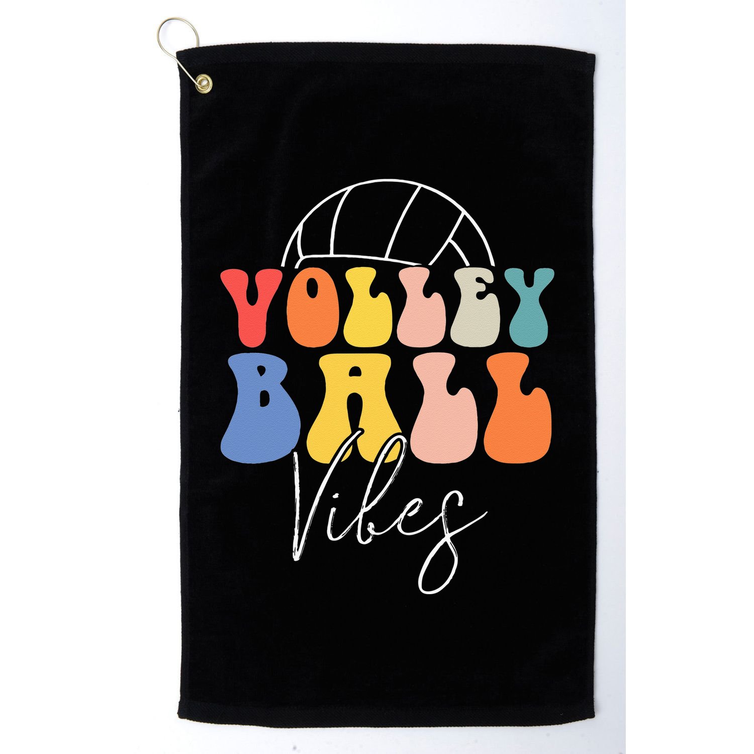 Volleyball Vibes Retro Hippie Volleyball Gift For Women Girl Golf Towel