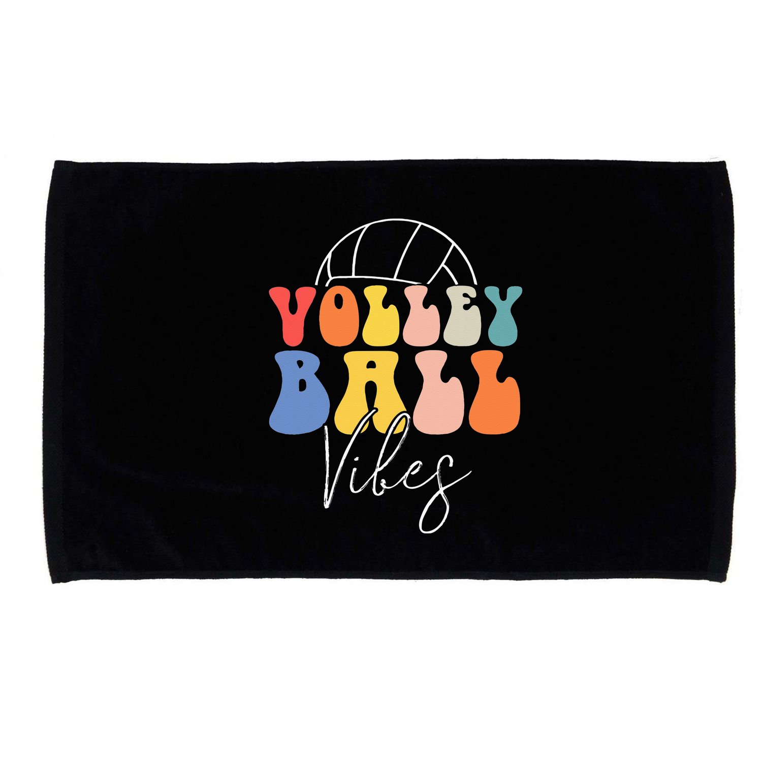Volleyball Vibes Retro Hippie Volleyball Gift For Women Girl Microfiber Hand Towel