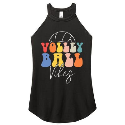 Volleyball Vibes Retro Hippie Volleyball Gift For Women Girl Women's Perfect Tri Rocker Tank