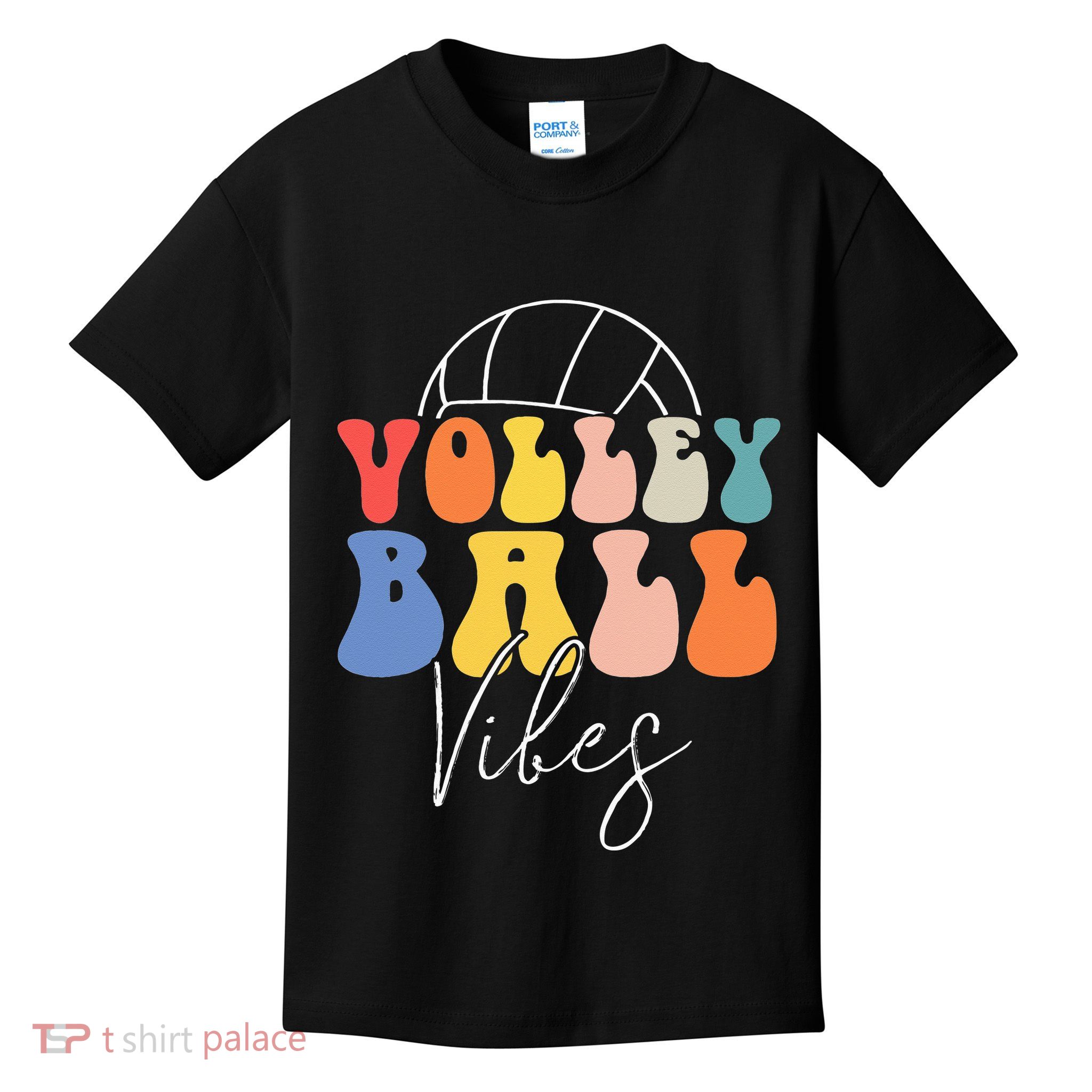Volleyball Vibes Retro Hippie Volleyball Gift For Women Girl Kids T-Shirt