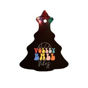 Volleyball Vibes Retro Hippie Volleyball Gift For Women Girl Ceramic Tree Ornament