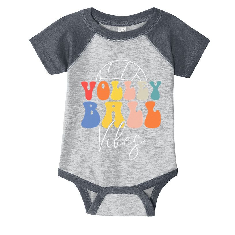 Volleyball Vibes Retro Hippie Volleyball Gift For Women Girl Infant Baby Jersey Bodysuit