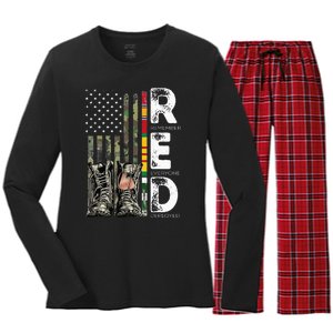 Vietnam Veteran Remember Everyone Deployed RED Friday Women's Long Sleeve Flannel Pajama Set 