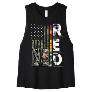 Vietnam Veteran Remember Everyone Deployed RED Friday Women's Racerback Cropped Tank