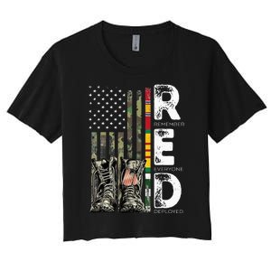 Vietnam Veteran Remember Everyone Deployed RED Friday Women's Crop Top Tee