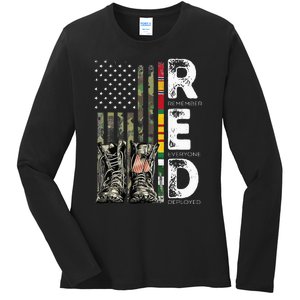 Vietnam Veteran Remember Everyone Deployed RED Friday Ladies Long Sleeve Shirt