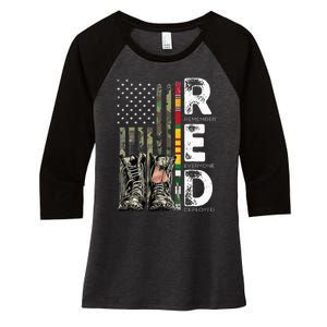 Vietnam Veteran Remember Everyone Deployed RED Friday Women's Tri-Blend 3/4-Sleeve Raglan Shirt