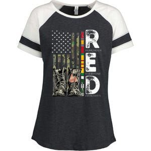 Vietnam Veteran Remember Everyone Deployed RED Friday Enza Ladies Jersey Colorblock Tee