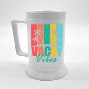 Vacay Vibes Retro Beach Vacation Summer Quote Meaningful Gift Beer Stein