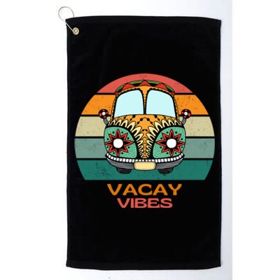 Vacay Vibes Retro Design Summer Family Vacation Holiday Gift Platinum Collection Golf Towel