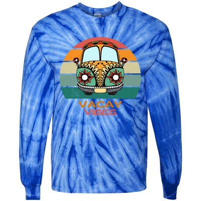 Vacay Vibes Retro Design Summer Family Vacation Holiday Gift Tie-Dye Long Sleeve Shirt