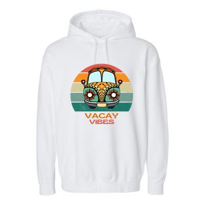 Vacay Vibes Retro Design Summer Family Vacation Holiday Gift Garment-Dyed Fleece Hoodie