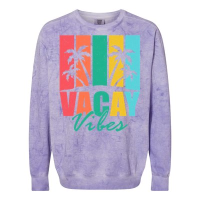 Vacay Vibes Retro Beach Vacation Summer Quote Gift Colorblast Crewneck Sweatshirt