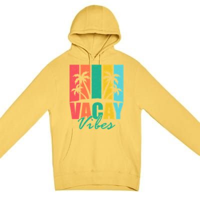 Vacay Vibes Retro Beach Vacation Summer Quote Gift Premium Pullover Hoodie