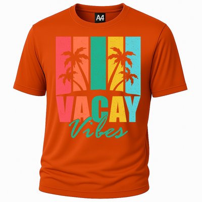 Vacay Vibes Retro Beach Vacation Summer Quote Gift Cooling Performance Crew T-Shirt