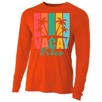 Vacay Vibes Retro Beach Vacation Summer Quote Gift Cooling Performance Long Sleeve Crew