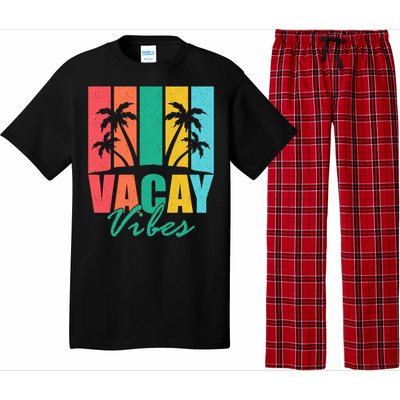 Vacay Vibes Retro Beach Vacation Summer Quote Gift Pajama Set