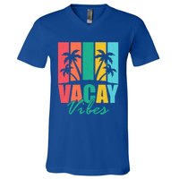 Vacay Vibes Retro Beach Vacation Summer Quote Gift V-Neck T-Shirt