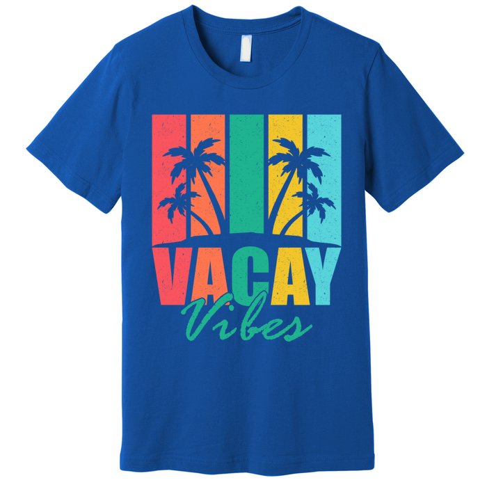 Vacay Vibes Retro Beach Vacation Summer Quote Gift Premium T-Shirt