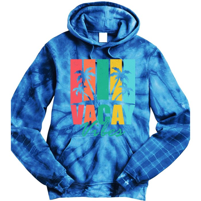 Vacay Vibes Retro Beach Vacation Summer Quote Gift Tie Dye Hoodie