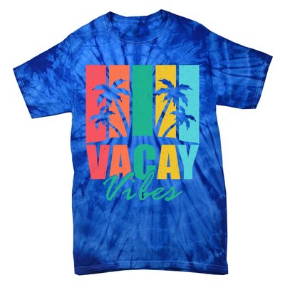 Vacay Vibes Retro Beach Vacation Summer Quote Gift Tie-Dye T-Shirt