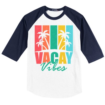 Vacay Vibes Retro Beach Vacation Summer Quote Gift Baseball Sleeve Shirt