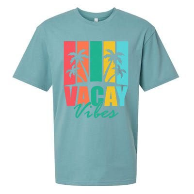 Vacay Vibes Retro Beach Vacation Summer Quote Gift Sueded Cloud Jersey T-Shirt