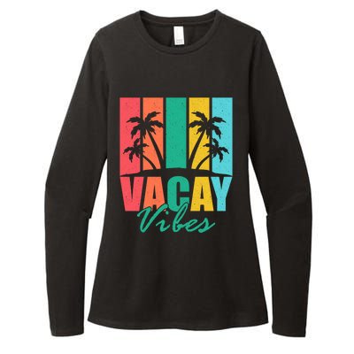 Vacay Vibes Retro Beach Vacation Summer Quote Gift Womens CVC Long Sleeve Shirt