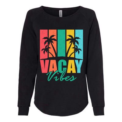 Vacay Vibes Retro Beach Vacation Summer Quote Gift Womens California Wash Sweatshirt