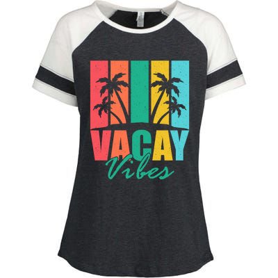 Vacay Vibes Retro Beach Vacation Summer Quote Gift Enza Ladies Jersey Colorblock Tee