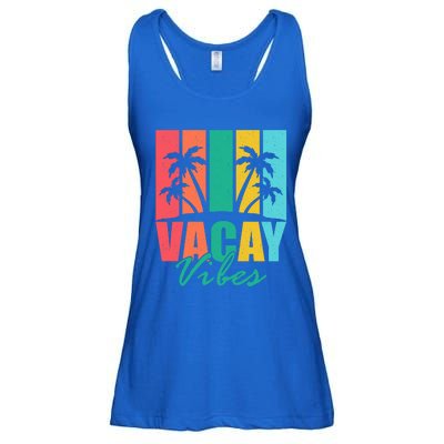 Vacay Vibes Retro Beach Vacation Summer Quote Gift Ladies Essential Flowy Tank