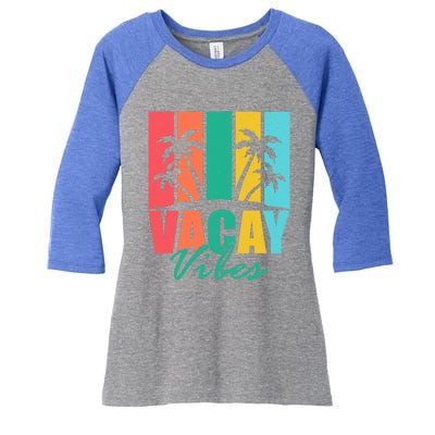 Vacay Vibes Retro Beach Vacation Summer Quote Gift Women's Tri-Blend 3/4-Sleeve Raglan Shirt