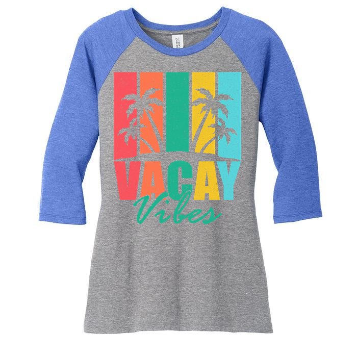 Vacay Vibes Retro Beach Vacation Summer Quote Gift Women's Tri-Blend 3/4-Sleeve Raglan Shirt